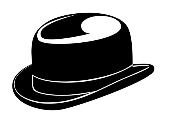 Un chapeau melon noir sur fond blanc — Image vectorielle