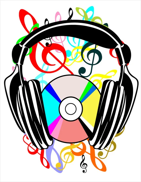 Music concept with Hi-Fi headphones and CD disc — Stock Vector