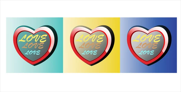 Aftelkalender voor Valentijnsdag achtergrond met drie hart — Stockvector