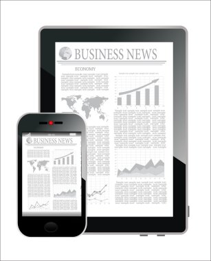 kavramı ile iş gazetesi ekran tablet pc ve smartphone, vektör