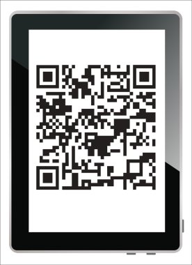 Modern dijital tablet gösteren hızlı yanıt kod deseni tarayıcı ekranında.