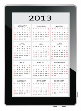 2013 tablet bilgisayar ekranında ajanda, vektör