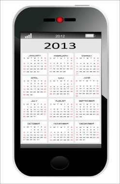 2013 yılı takvimi soyut tasarım smartphone. vektör çizim