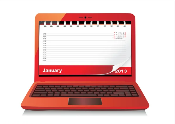 A diary book on a laptop screen. Vector Illustration. — Stock Vector