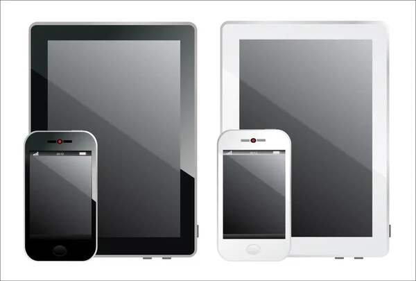 Moderna tableta digital realista PC con teléfono inteligente sobre fondo blanco — Archivo Imágenes Vectoriales