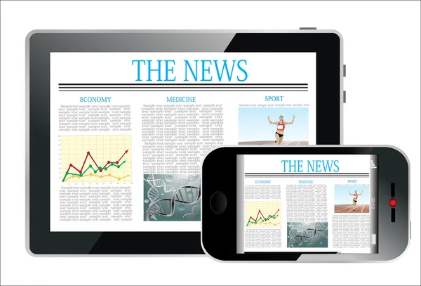 Concepto con Business Newspaper en pantalla Tablet PC y Smartphone, vector — Archivo Imágenes Vectoriales