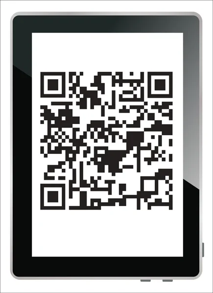 Modern digital tablet showing quick response code pattern scanner on the screen. — Stock Vector