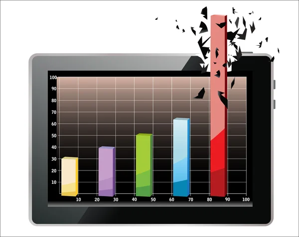 Tablet PC realista concepto de beneficio de la computadora, aislado sobre un fondo blanco. Ilustración vectorial — Vector de stock