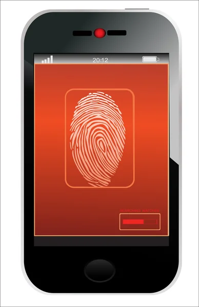 Handy scannt Fingerabdruck — Stockvektor
