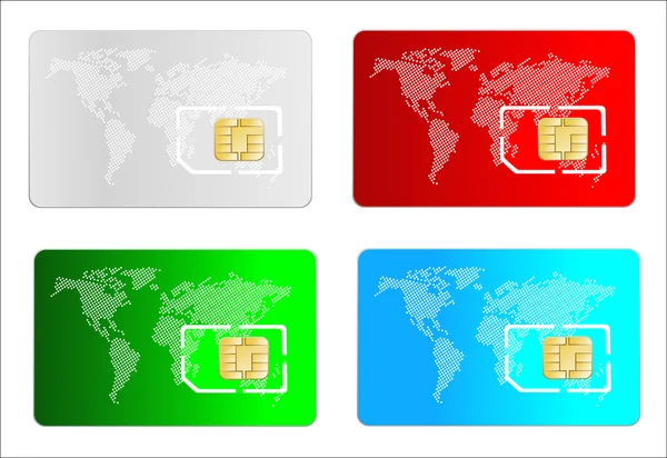 Set of color SIM cards isolated on white background — Stock Vector