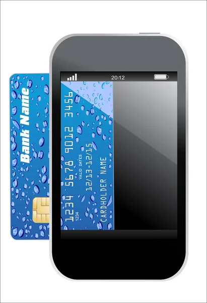 Smartphone avec carte de crédit, concept de paiement numérique, illustration 3D — Image vectorielle