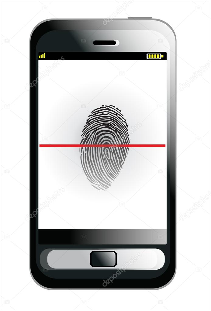 Mobile phone scanning a fingerprint
