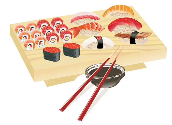 Sushi geïsoleerd op witte achtergrond — Stockvector