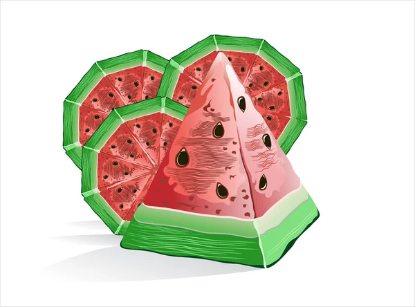 Friss görögdinnye elszigetelt fehér — Stock Vector