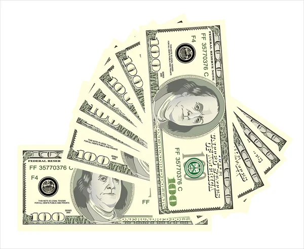 Ventilateur, dollars isolés sur blanc — Image vectorielle