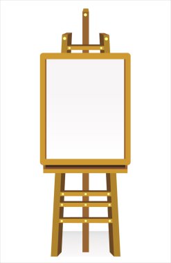 boş sanat masa, ahşap şövale, üzerinde beyaz izole Önden Görünüm