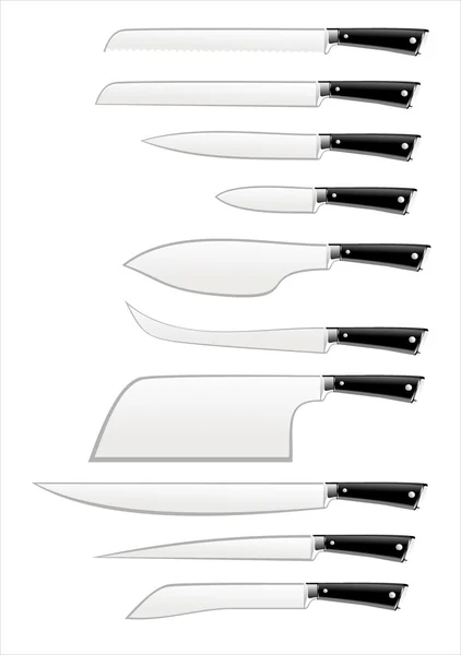 Juego de cuchillo de cocina de acero inoxidable — Vector de stock