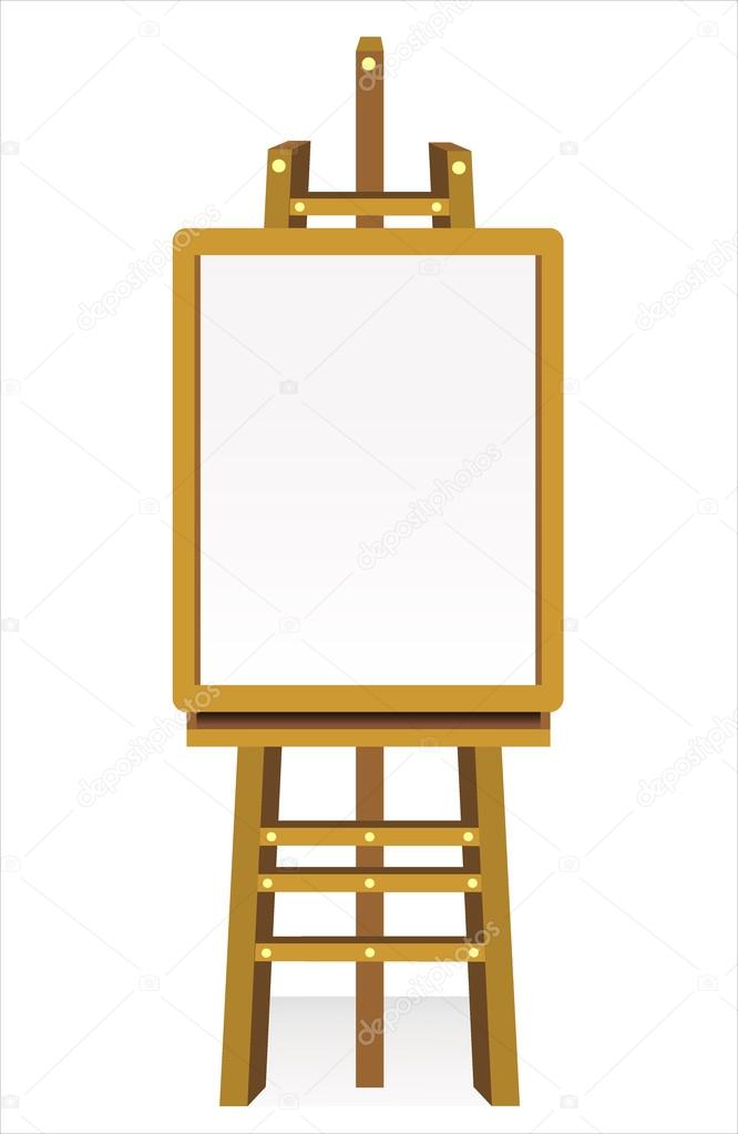 Easel canvas stand vector board isolated. Wooden easel art