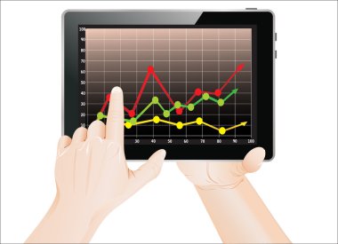 bir el ve grafik tablet ekranıyla.