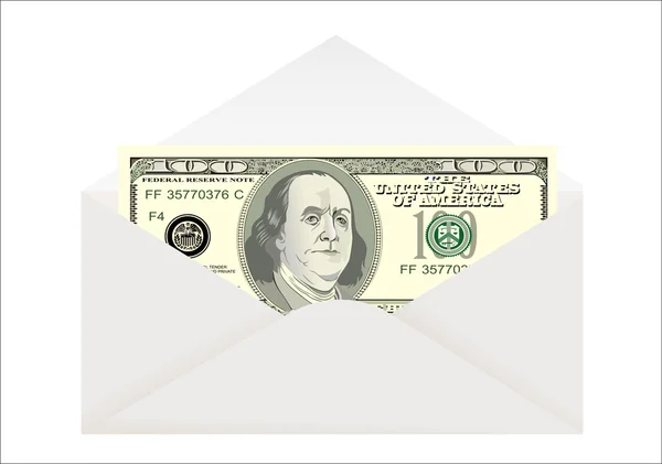 Envelope with dollar isolated on white — Stock Vector