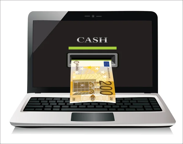 Online betalningar i laptop concept.isolated på vit bakgrund — Stock vektor