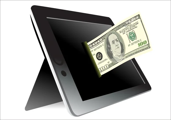 Online betalningar i tablet pc concept.isolated på vit bakgrund — Stock vektor