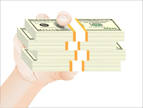 Man's hand keeps money, isolated on white background — Stock Vector