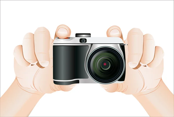 Camera in hands vector — Stock Vector