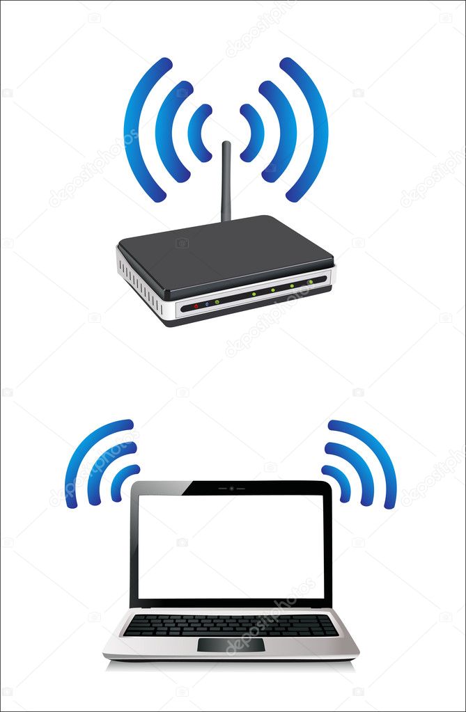 laptop connected to a wireless router