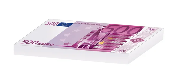 El montón de billetes de 500 euros — Vector de stock