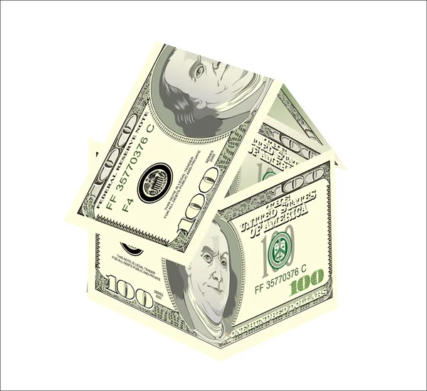 Dollaro casa su sfondo bianco — Vettoriale Stock