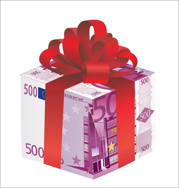 Boîte-cadeau d'argent d'euro isolé sur un fond blanc — Image vectorielle