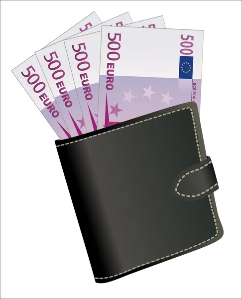 Πορτοφόλι με χρήματα που απομονώνονται σε λευκό φόντο — Διανυσματικό Αρχείο