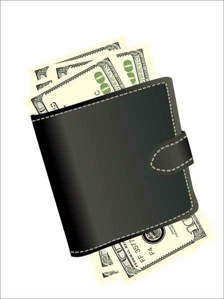 Wallet with money isolated on white background — Stock Vector