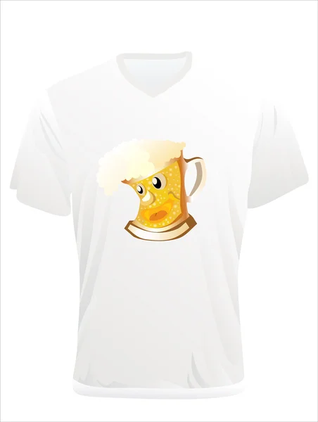 T-shirt da uomo modello di design. Un bicchiere di birra . — Vettoriale Stock