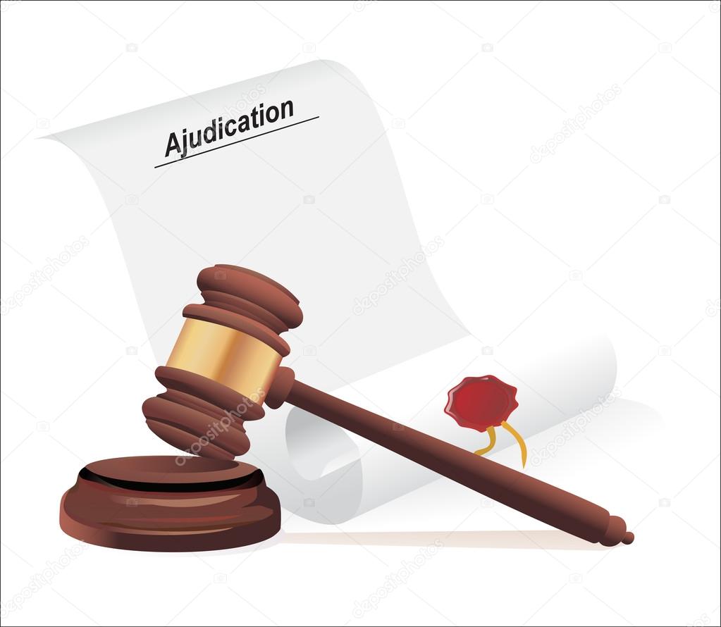 verdict and gavel illustration design over a white background