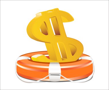 dolar beyaz zemin üzerine izole işareti olan kırmızı yeleğini