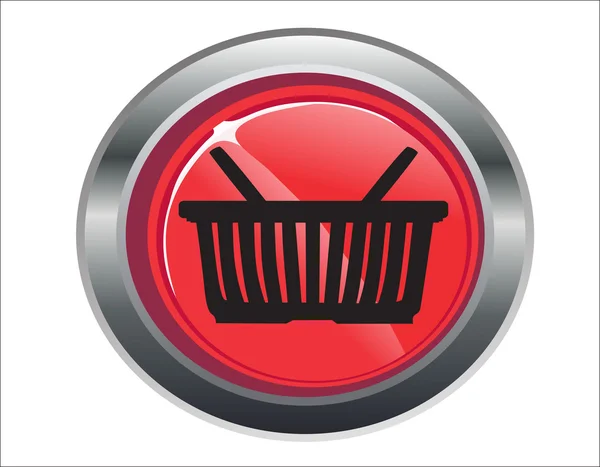 Bevásárló kosár piros kör web fényes ikon — Stock Vector