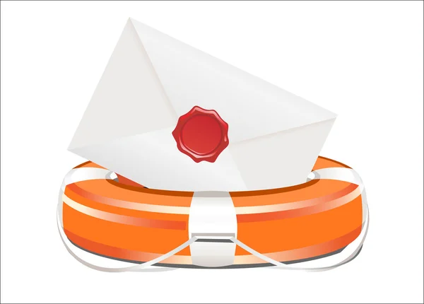 白い背景で隔離の手紙救命浮輪 — ストックベクタ