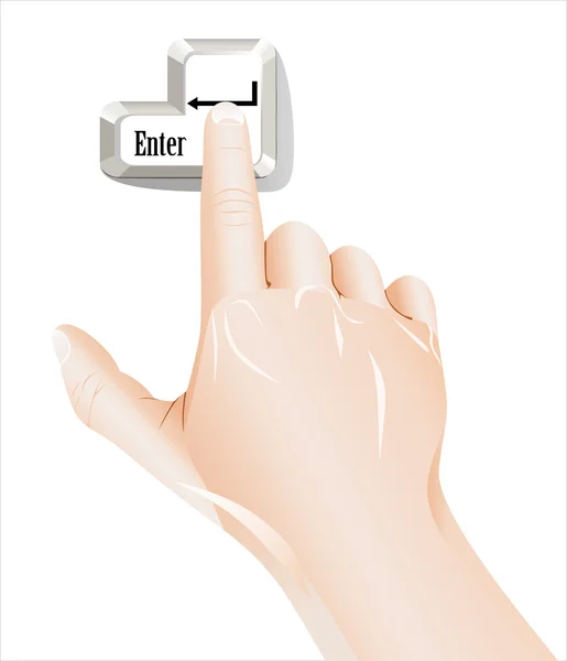 Finger tryck "enter"-knappen — Stock vektor