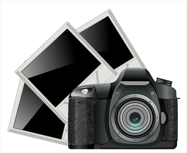 Photo camera with photos — Stock Vector