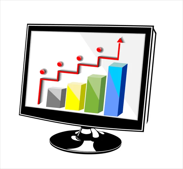 Gráfico en la pantalla del monitor del ordenador — Vector de stock