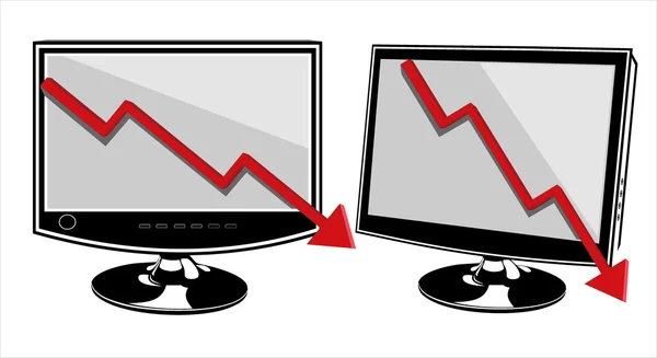 Graph on the screen of computer monitor — Stock Vector