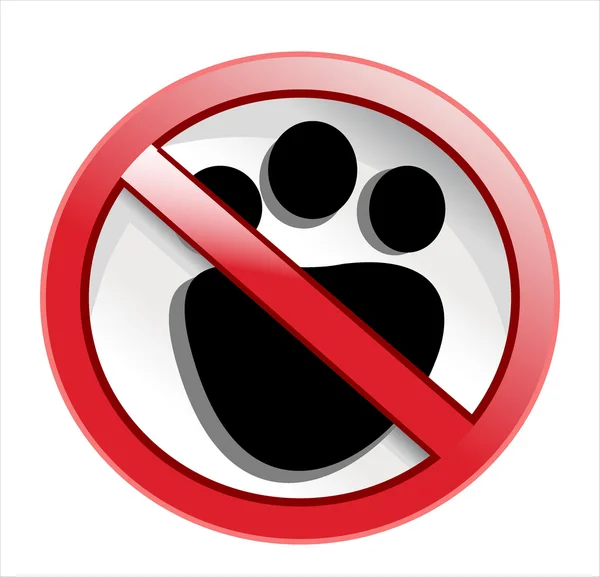 許可されていないシンボル - ペット同伴: 不可とポー印刷 — ストックベクタ