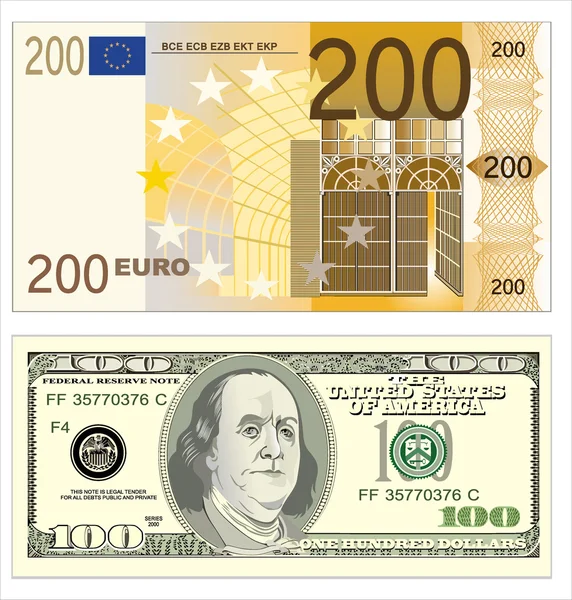 欧元和美元 — 图库矢量图片