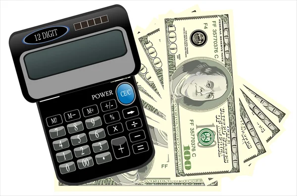 Kalkulator i dolarów biznes koncepcja — Wektor stockowy