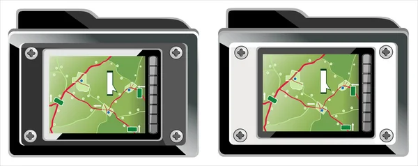 Folderu lub symbol z gps ikony. Nawigacja — Wektor stockowy