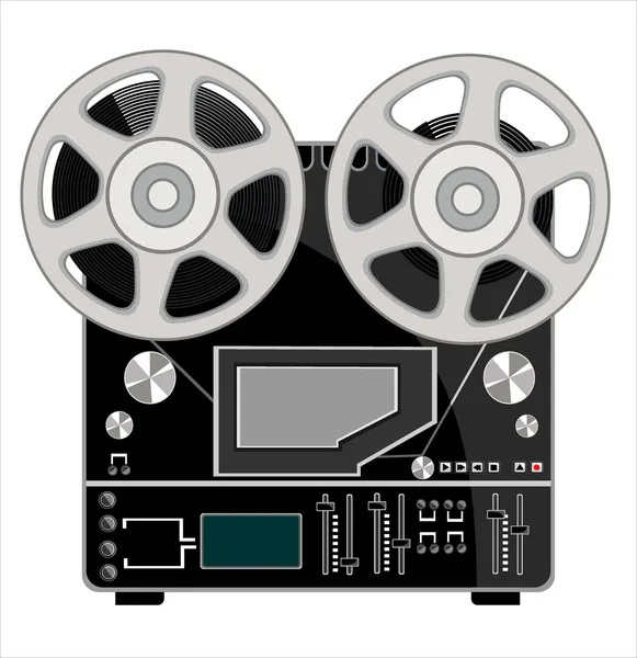 Grabadora de cinta obsoleta con dos bobinas — Vector de stock