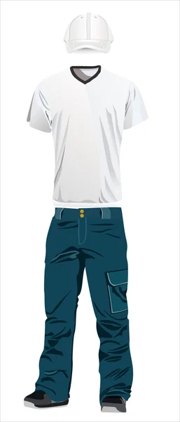 Camiseta, pantalón y gorra . — Vector de stock