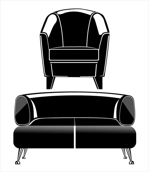 Lounge stoel en slaapbank — Stockvector